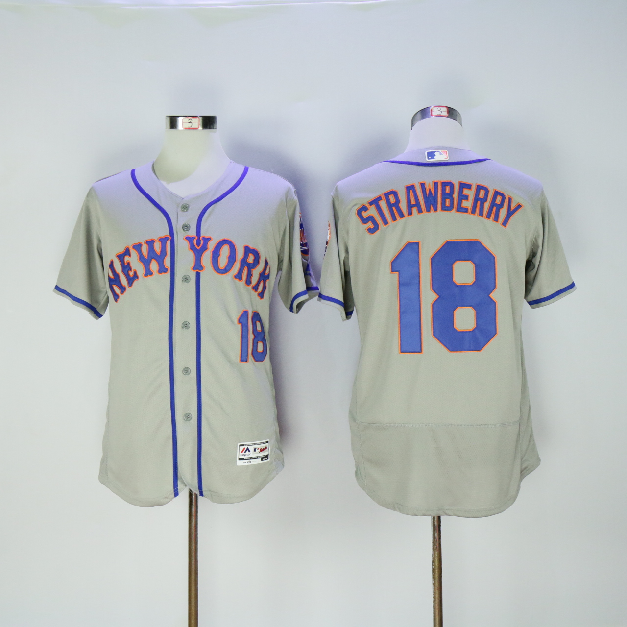 Men New York Mets #18 Strawberry Grey Throwback Elite MLB Jerseys